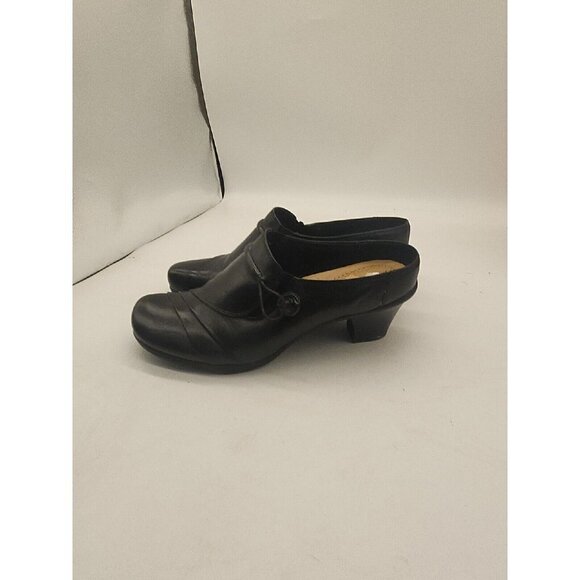 Michael-M Shoes - Michel M. Colette Black 100% Leather Slip On Clogs Mules  - Size 10M